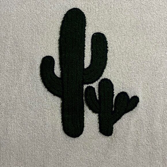 Cactus Cutout, Nubby Boucle Fabric Women Oversized Small White LS Pullover - Picture 2 of 8